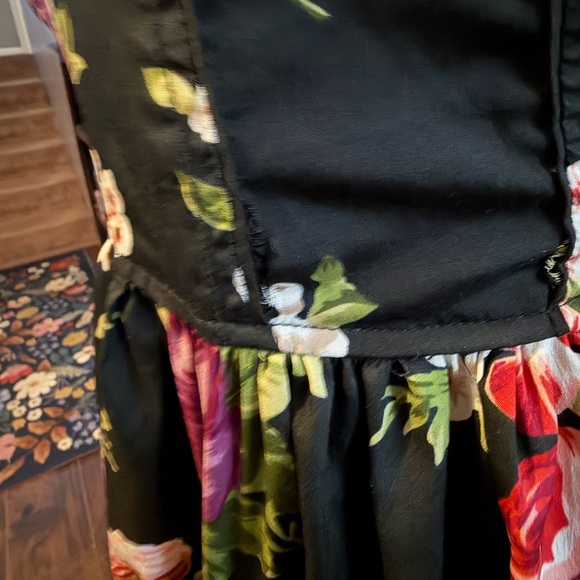 Floral Black Strapless Dress - Picture 2 of 3